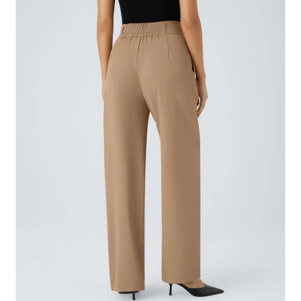 Halara High Waist Double Button Trousers Size Large Petite Color Cartouche NWT - Picture 2 of 8